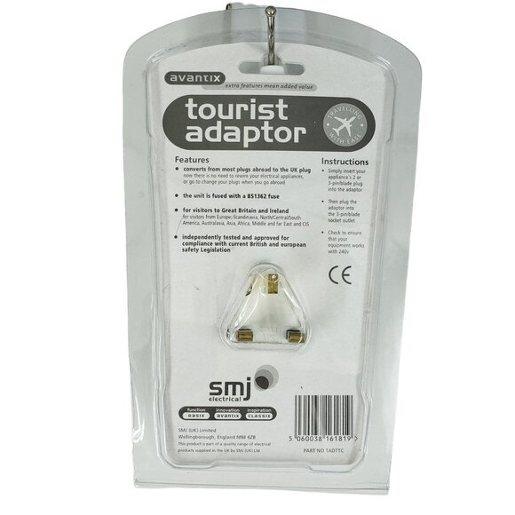 Tourist Adaptor For Vistors to Great Britain & Ireland - Picture 2 of 3